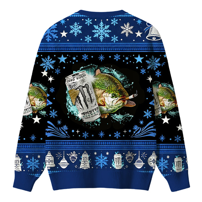 Uglysweatershops Retro Trout Fishing Christmas Ugly Sweater