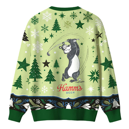 Uglysweatershops Vintage Golf Bear Brew Christmas Ugly Sweater