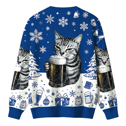 Uglysweatershops Cheers With The Cat Christmas Ugly Sweater