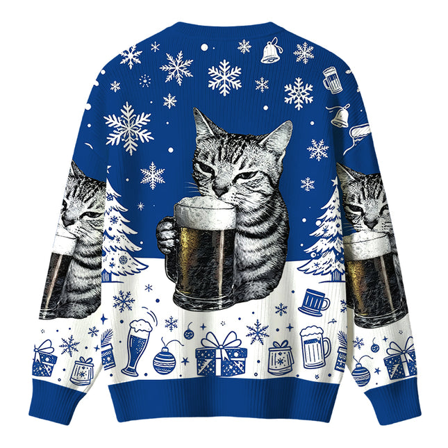 Uglysweatershops Cheers With The Cat Christmas Ugly Sweater