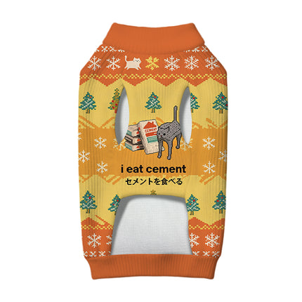 Uglysweatershops I Eat Cement Yellow Dog & Cat Pet Sweater