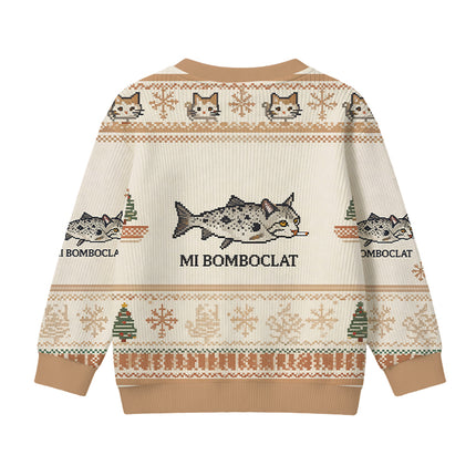Uglysweatershops Bomboclat Fish Cat Meme Kids Ugly Sweater