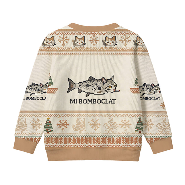 Uglysweatershops Bomboclat Fish Cat Meme Kids Ugly Sweater