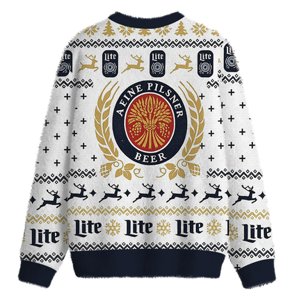 Uglysweatershops White Lite Fuzzy Christmas Ugly Sweatshirt