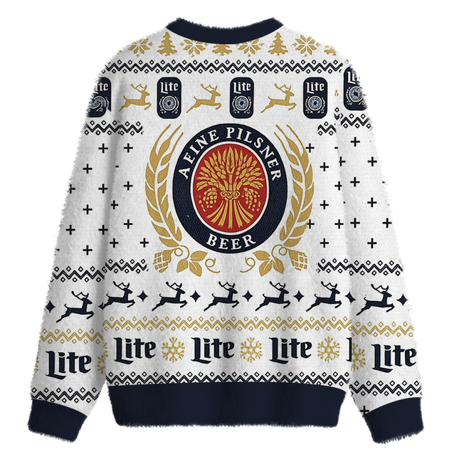 Uglysweatershops White Lite Fuzzy Christmas Ugly Sweatshirt