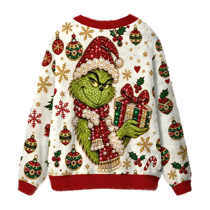 Uglysweatershops Christmas 2026 Fuzzy Ugly Cardigan Sweatshirt
