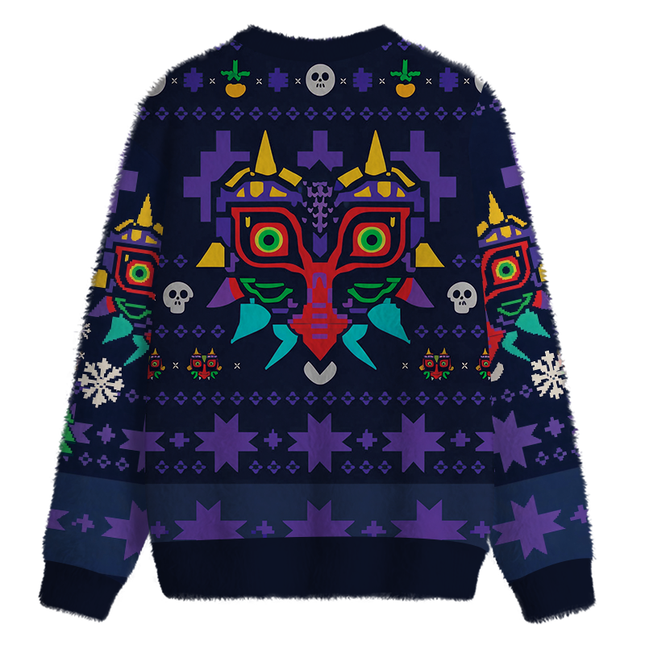Uglysweatershops Mask Funny Fuzzy Christmas Ugly Sweatshirt