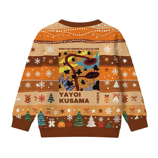 Uglysweatershops Dotted Art Flower Kids Ugly Sweater