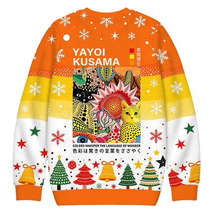 Uglysweatershops Cats and Flowers Christmas Ugly Sweatshirt
