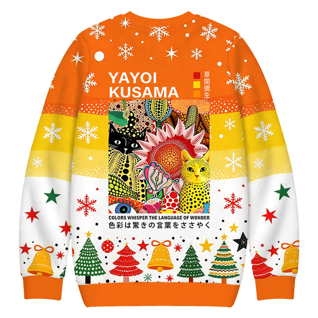 Uglysweatershops Cats and Flowers Christmas Ugly Sweatshirt