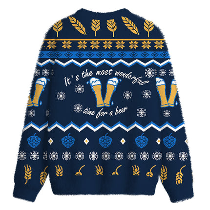 Uglysweatershops It's the Most Wonderful Time Fuzzy Christmas Ugly Sweatshirt