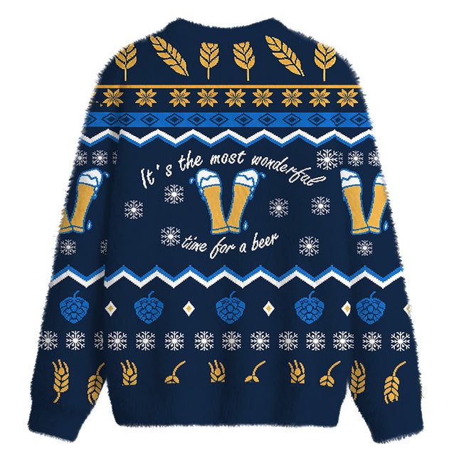 Uglysweatershops It's the Most Wonderful Time Fuzzy Christmas Ugly Sweatshirt