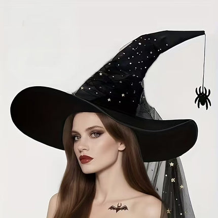 Uglysweatershops Halloween Pleated Black Vintage Witch Hat
