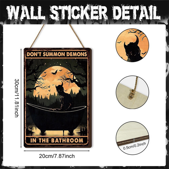 Uglysweatershops Halloween 2-Pack Pumpkin Moon Wooden Decorative Doorplate