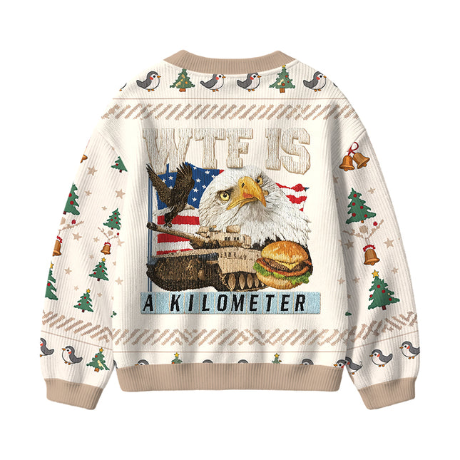 Uglysweatershops WTF Is A Kilometer Meme Kids Ugly Cardigan Sweater