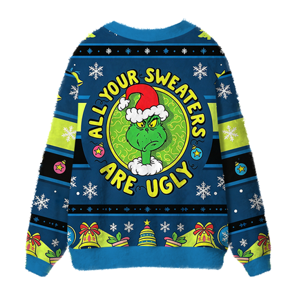 Uglysweatershops All Your Fuzzy Ugly Cardigan Sweatshirt