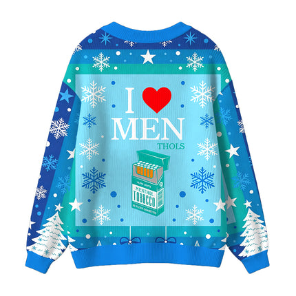 Uglysweatershops I Heart Love Smoking Ugly Cardigan Sweater