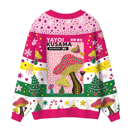 Uglysweatershops Art Mushroom Vintage Ugly Cardigan Sweater