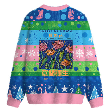 Uglysweatershops Summer Flowers Vintage Fuzzy Christmas Ugly Sweatshirt