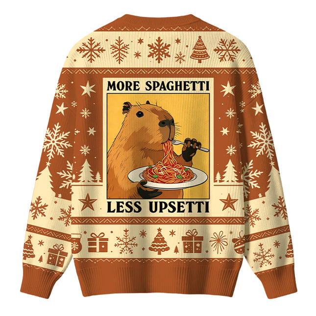 Uglysweatershops Capybara Eating Christmas Ugly Sweater