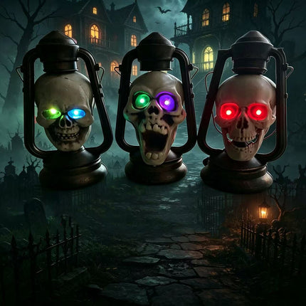 Uglysweatershops Halloween 3 Pack Haunted House Skull Lamp