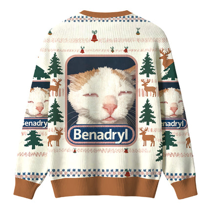 Uglysweatershops Drowsy Cat Meme Funny Christmas Ugly Sweater