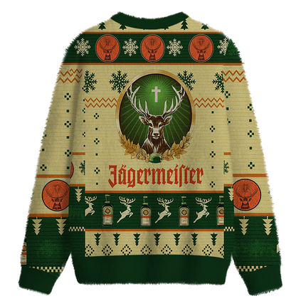 Uglysweatershops Yellow Beer Fuzzy Christmas Ugly Sweatshirt