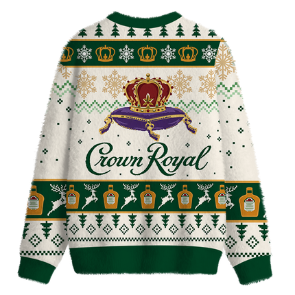Uglysweatershops Snowflake Deer Fuzzy Christmas Ugly Sweatshirt
