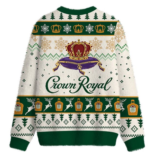 Uglysweatershops Snowflake Deer Fuzzy Christmas Ugly Sweatshirt