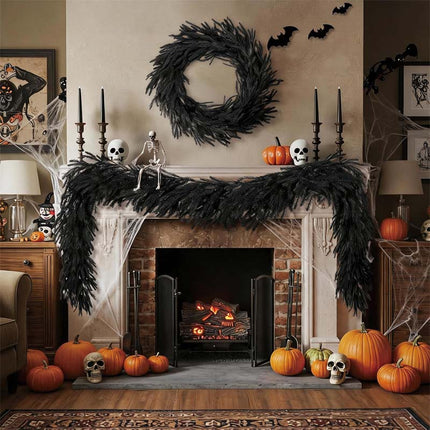 Uglysweatershops Halloween Black Norfolk Pine artificial Rattan Decoration
