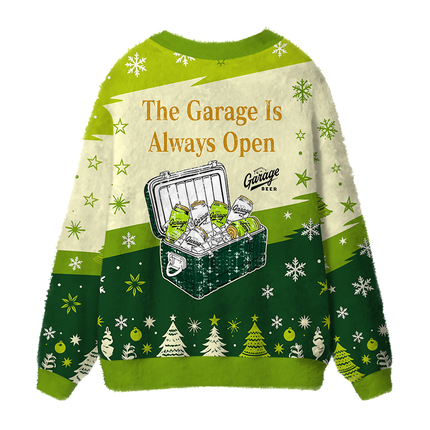 Uglysweatershops Vintage Cooler Box Fuzzy Ugly Cardigan Sweatshirt