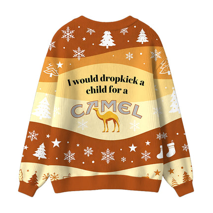 Uglysweatershops I Would Dropkick a Child Yellow Ugly Cardigan Sweater