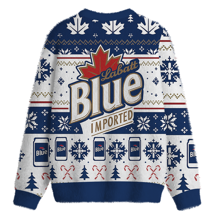 Uglysweatershops Blue Vintage Fuzzy Christmas Ugly Sweatshirt