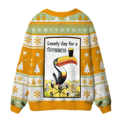 Uglysweatershops Lovely Day Fuzzy Ugly Cardigan Sweatshirt