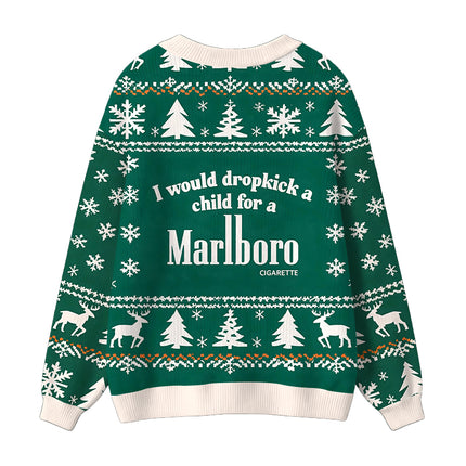 Uglysweatershops I Would Dropkick A Child Green Ugly Cardigan Sweater