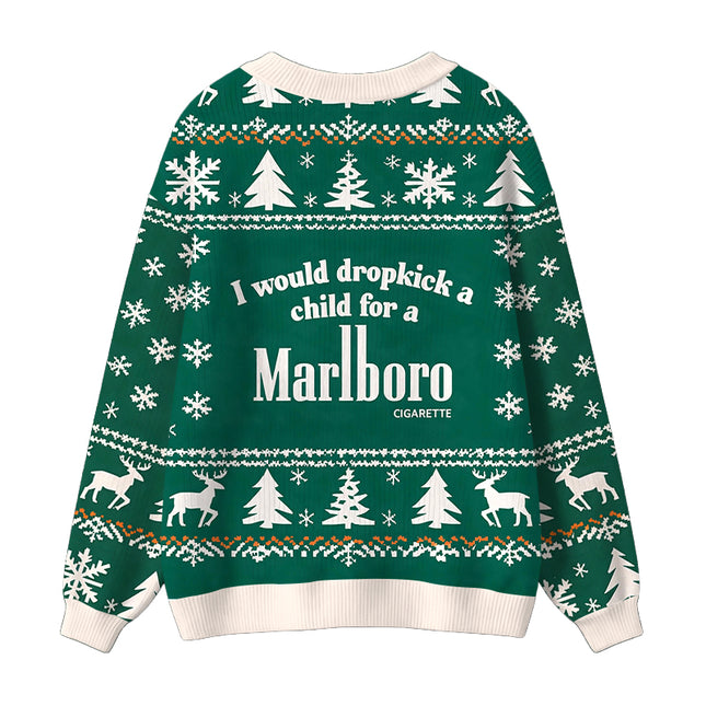 Uglysweatershops I Would Dropkick A Child Green Ugly Cardigan Sweater