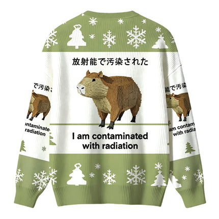 Uglysweatershops Capybara Contaminated By Radiation Christmas Ugly Sweater