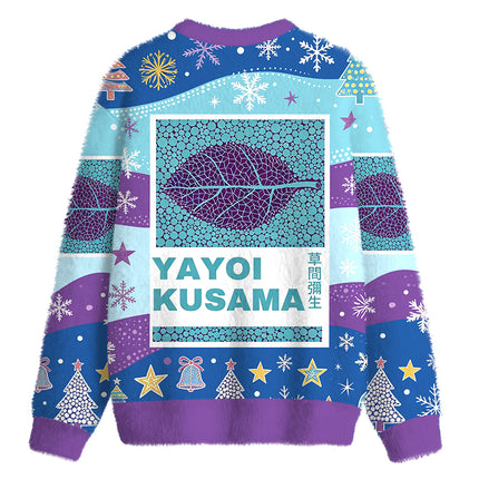 Uglysweatershops Purple Leafe Fuzzy Christmas Ugly Sweatshirt