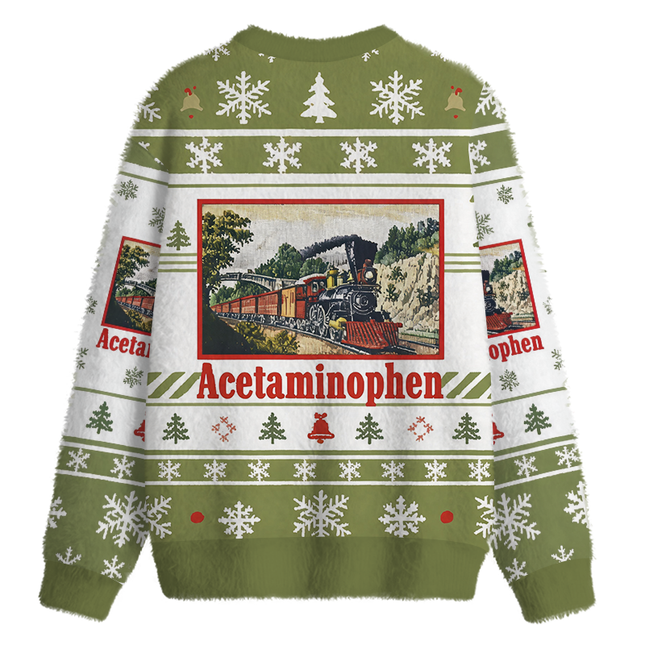 Uglysweatershops Vintage Train Funny Fuzzy Christmas Ugly Sweatshirt