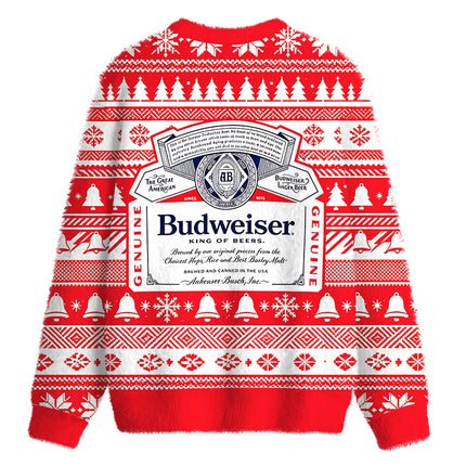 Uglysweatershops Retro Ornate Beer Fuzzy Christmas Ugly Sweatshirt