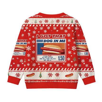Uglysweatershops I Got That Dog In Me Red Kids Ugly Sweater