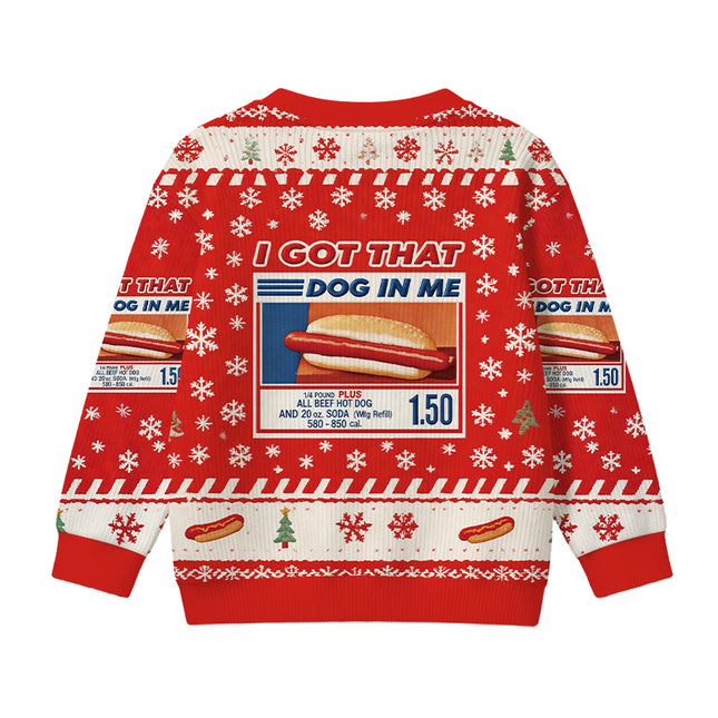 Uglysweatershops I Got That Dog In Me Red Kids Ugly Sweater