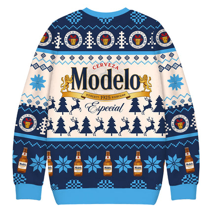 Uglysweatershops Retro Cerveza Winter Scene Christmas Ugly Sweatshirt