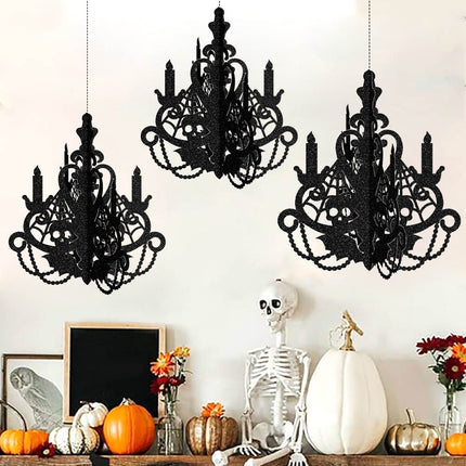 Uglysweatershops Halloween 5-Pack Black Candlestick 3D Paper Sculpture Decorative Ornament