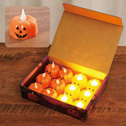 Uglysweatershops Halloween 3-Pack Cute Mini Pumpkin Electronic Candle Lamp