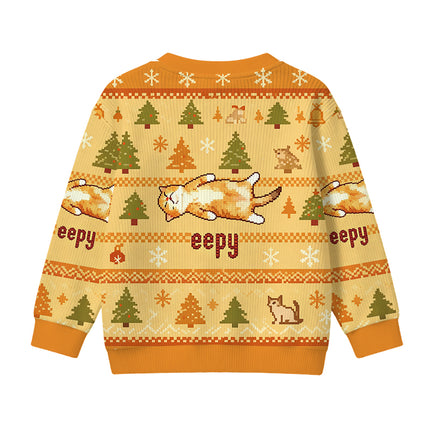 Uglysweatershops Silly Sleepy Cat Meme Kids Ugly Sweater