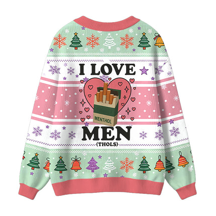 Uglysweatershops I Love Men Ugly Cardigan Sweater