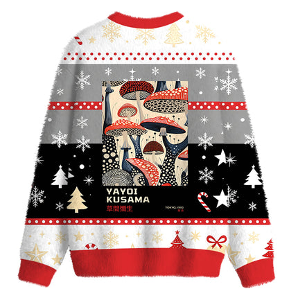 Uglysweatershops Art Dancing Mushroom Fuzzy Christmas Ugly Sweatshirt
