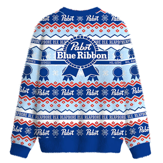 Uglysweatershops Beer Holiday Fuzzy Christmas Ugly Sweatshirt