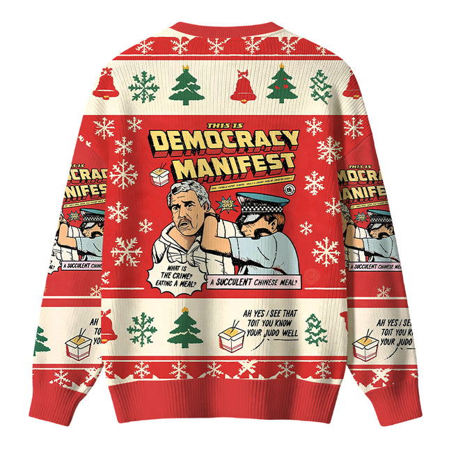 Uglysweatershops This is Democracy Christmas Ugly Sweater